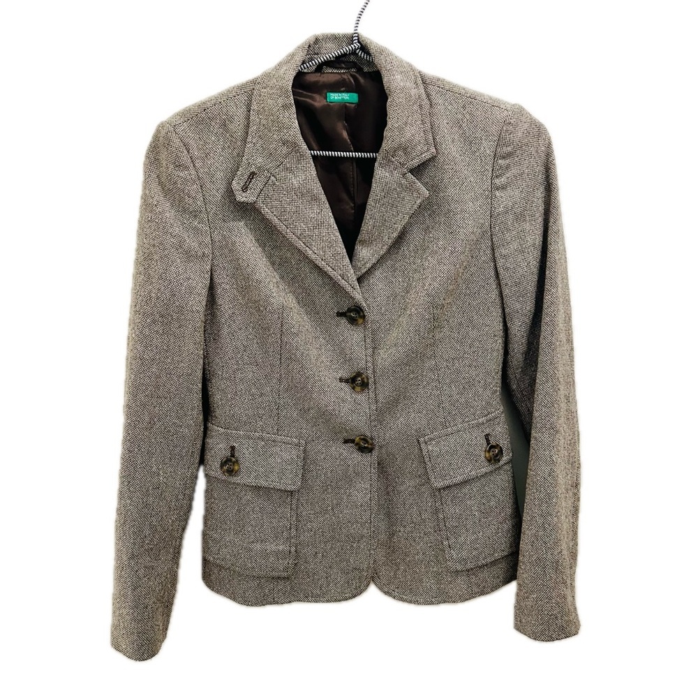 United Colors Of Benetton Blazer 38 2 wool silk brown tan